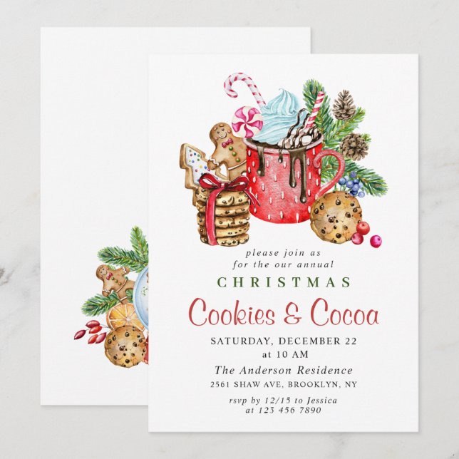 Invitación Navidades festivos Fiesta de cocina y cacao (Anverso / Reverso)