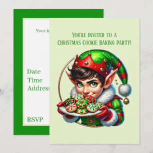 Invitación Navidades festivos fiesta de horneado de galletas