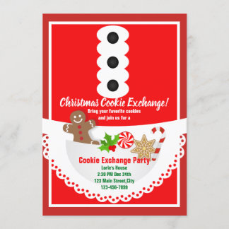 Invitación navidades festivos fiesta de intercambio de cookie