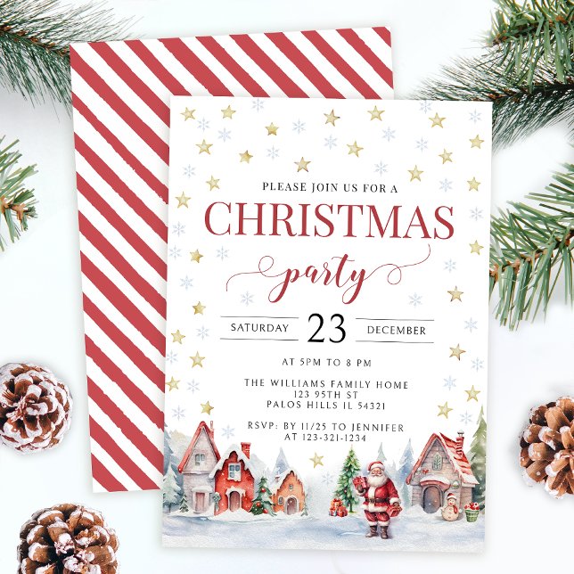 Invitación Navidades festivos fiesta Santa rojo (Subido por el creador)