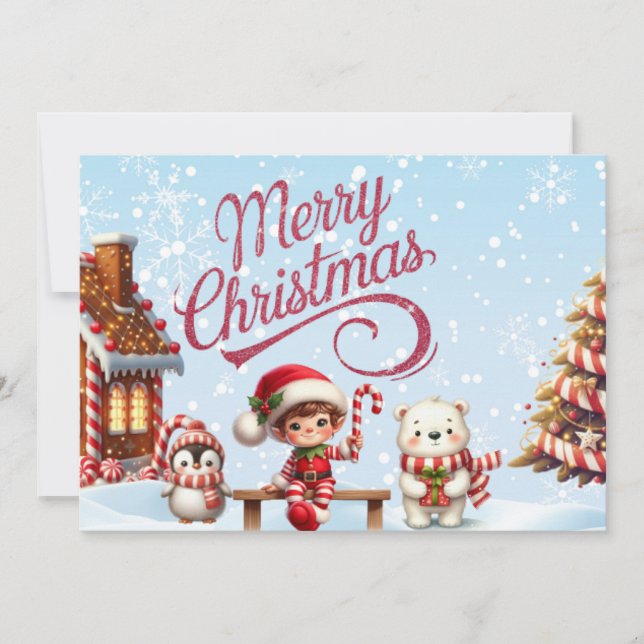 Invitación Navidades festivos se mezclan con el elfo, invitac (Anverso)