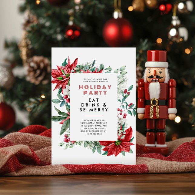 Invitación Navidades festivos Tema Poinsettia Frame Fiesta (Subido por el creador)