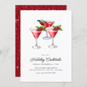 Invitación Navidades festivos Watercolor Cocktail Fiesta Invi