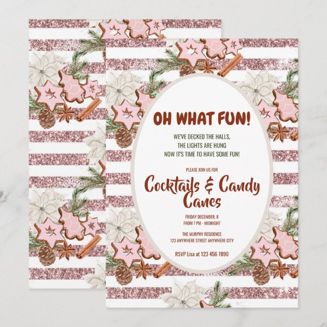 Invitación Navidades festivos Watercolor Cocktail Fiesta Invi (Anverso / Reverso)