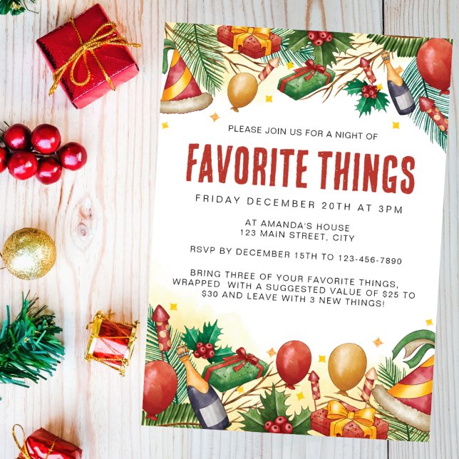 Invitación Navidades Fiesta Acuarela Fiesta Cosas Favoritas (Subido por el creador)