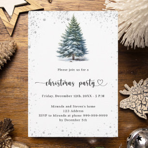Invitación Navidades Fiesta árbol de nieve dibujado a mano
