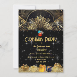 Invitación Navidades Fiesta Art Deco Oro Negro