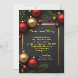 Invitación Navidades fiesta baubles celebración de festividad
