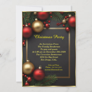 Invitación Navidades fiesta baubles celebración de festividad