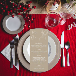 Invitación Navidades fiesta beige reno carta de cena