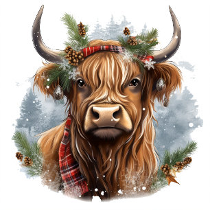 Invitación Navidades Fiesta Blue Highland Cow