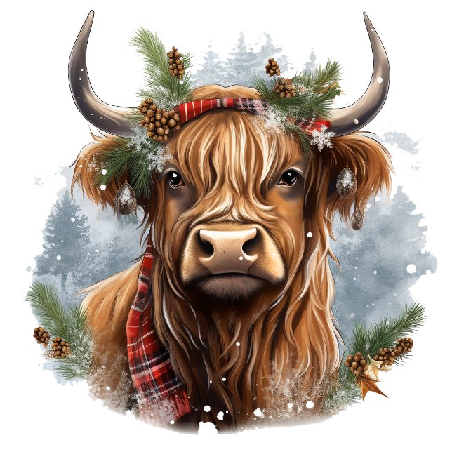 Invitación Navidades Fiesta Blue Highland Cow (Subido por el creador)