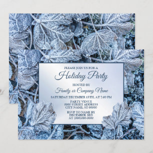 Invitación Navidades Fiesta Blue Leaves Vacaciones de Nieve I