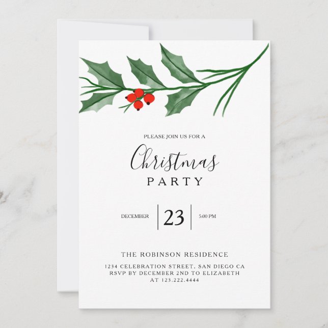 Invitación Navidades Fiesta Botánico Moderno (Anverso)