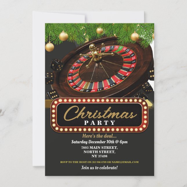 Invitación Navidades Fiesta Casino Festividad Black Jack (Anverso)