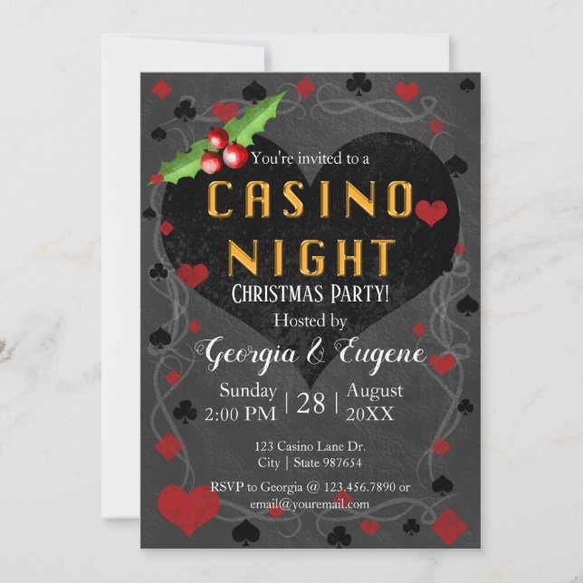 Invitación Navidades Fiesta Casino Night | Las Vegas (Anverso)