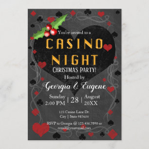 Invitación Navidades Fiesta Casino Night   Las Vegas