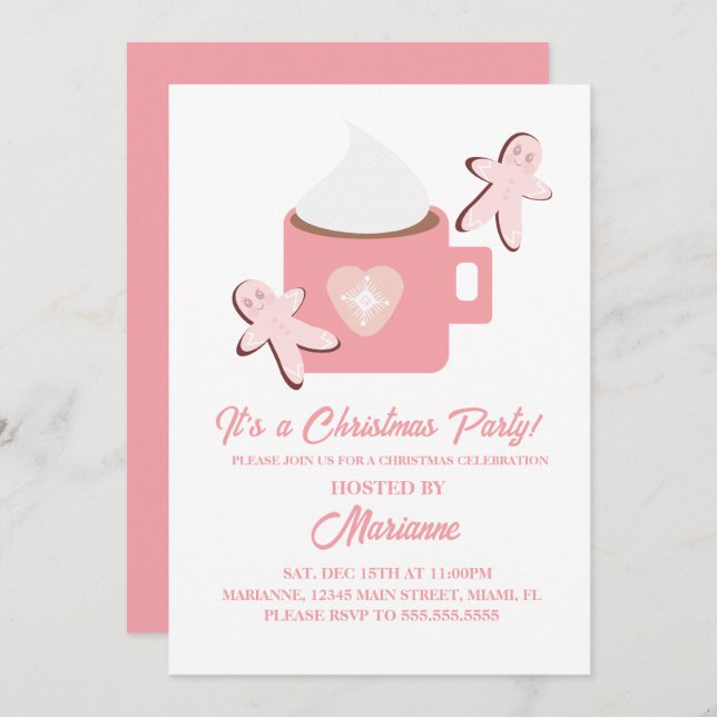 Invitación Navidades Fiesta Chocolate caliente Mug Gingerbrea (Anverso / Reverso)