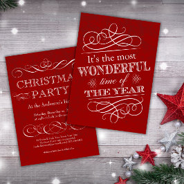 Invitación Navidades Fiesta Cocktails Vintage Red