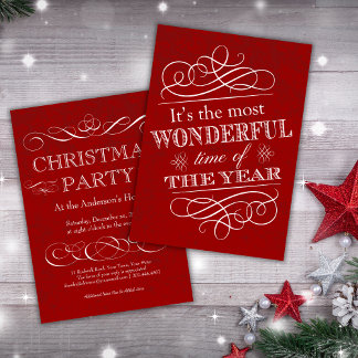Invitación Navidades Fiesta Cocktails Vintage Red