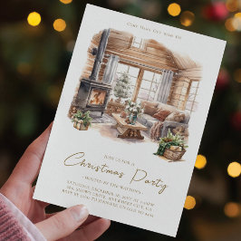 Invitación Navidades Fiesta Cosy Watercolor Home