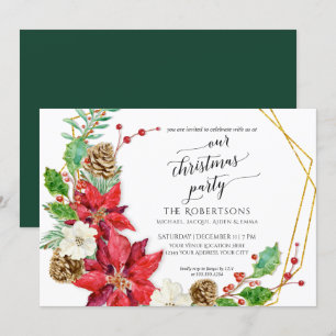 Invitación Navidades Fiesta Crescent Wreath