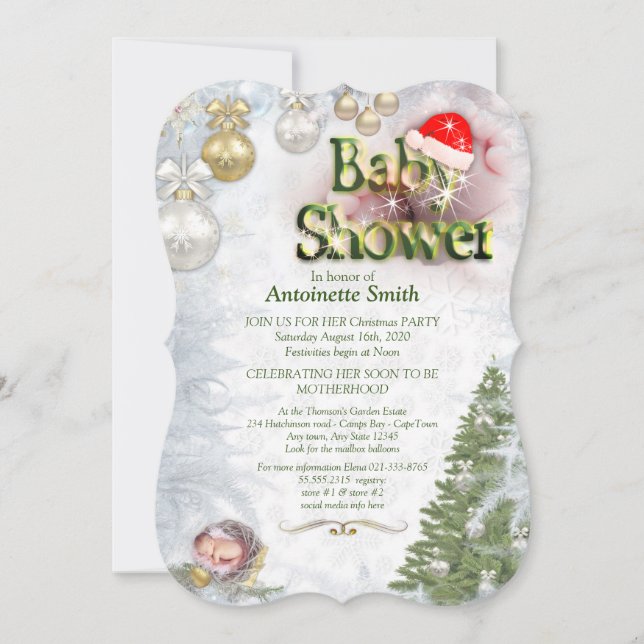 Invitación Navidades Fiesta de Baby Shower (Anverso)