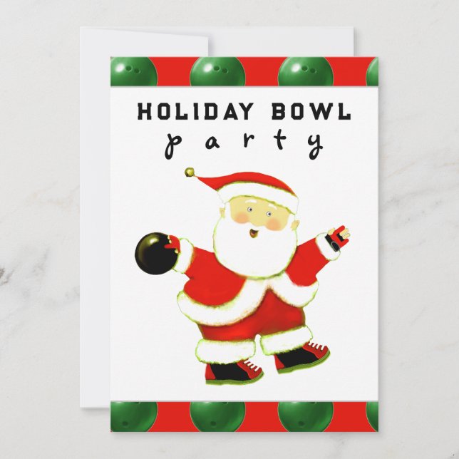 Invitación Navidades Fiesta de boliche de vacaciones (Anverso)