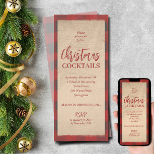 Invitación Navidades Fiesta de Buffalo Plaid