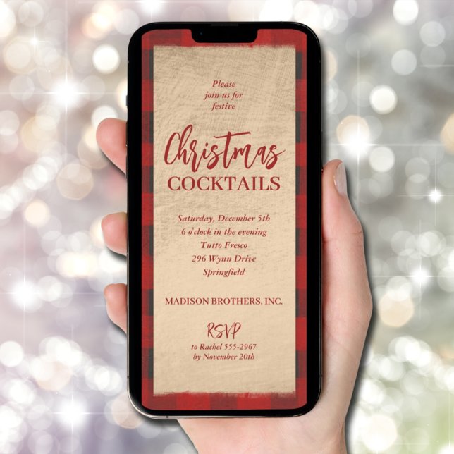 Invitación Navidades Fiesta de Buffalo Plaid (INSTANT DOWNLOAD and/or PRINTED Christmas Buffalo Plaid Party Invitations)