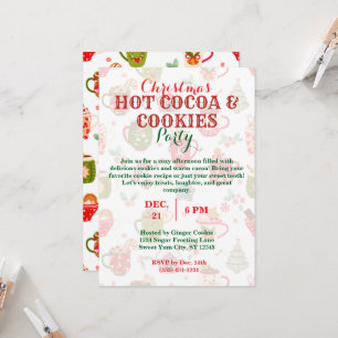 Invitación Navidades Fiesta de Cacao caliente y cookies con p