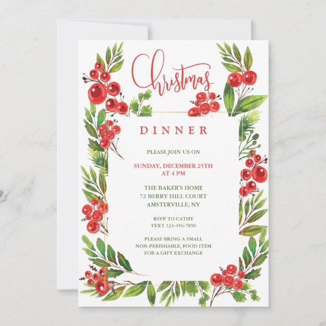 Invitación Navidades Fiesta de cena (Anverso)