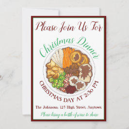 Invitación Navidades Fiesta de cena Gran Bretaña Festividad c