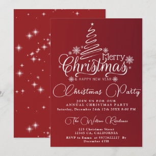 Invitación Navidades Fiesta de cena Nieve hace añicos árbol d