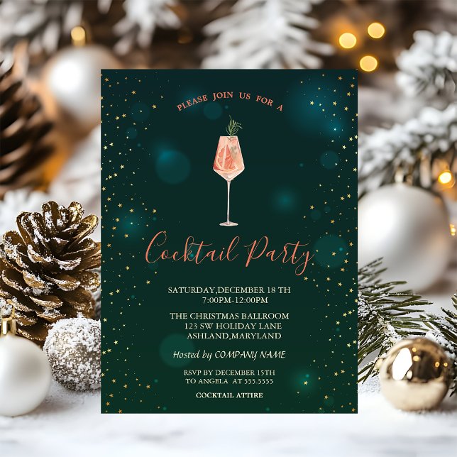 Invitación Navidades Fiesta de Cocktail Stars Green Navidades (Subido por el creador)