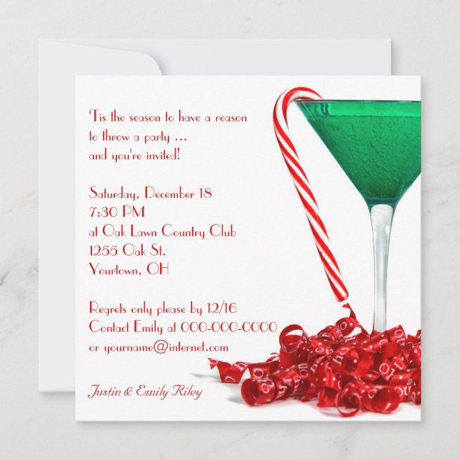 Invitación Navidades Fiesta de cócteles (Anverso)