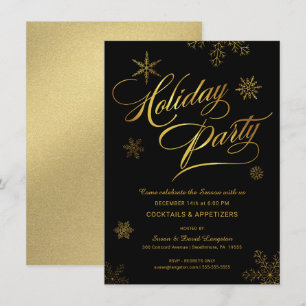 Invitación Navidades Fiesta de cócteles de vacaciones Negro y