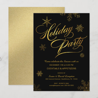 Invitación Navidades Fiesta de cócteles de vacaciones Negro y
