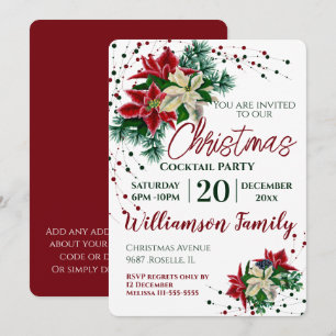 Invitación Navidades Fiesta de cócteles Flor Poinsettia