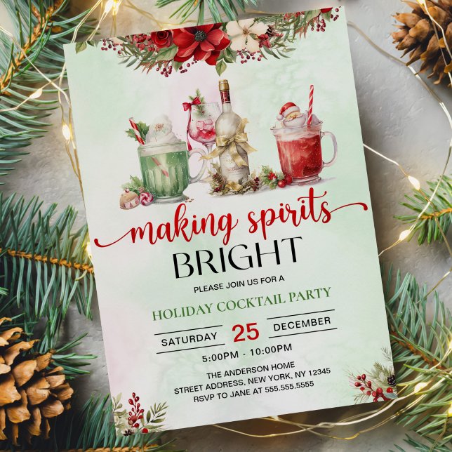 Invitación Navidades Fiesta de cócteles haciendo brillar a lo (Subido por el creador)