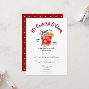 Invitación Navidades Fiesta de cócteles Ilustracion acuarela