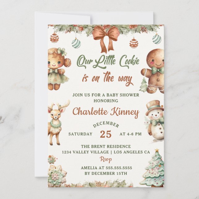 Invitación Navidades Fiesta de cookies Baby Shower (Anverso)