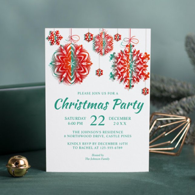 Invitación Navidades Fiesta de copos de nieve modernos (Subido por el creador)