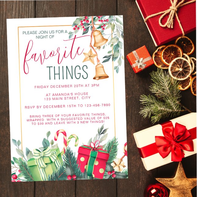 Invitación Navidades Fiesta de Cosas Favoritas Rojas y Verdes (Subido por el creador)