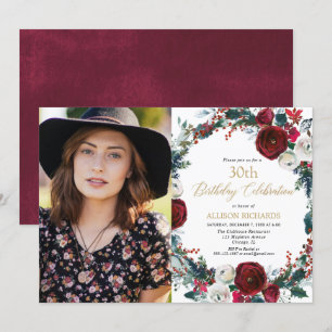 Invitación Navidades fiesta de cumpleaños foto de oro de Borg