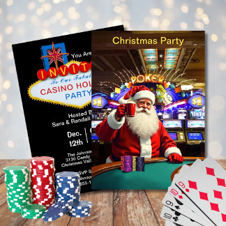 Invitación Navidades Fiesta de estilo Casino Santa Las Vegas