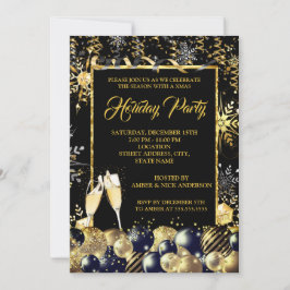Invitación Navidades Fiesta de Fiesta de Oro Copos de Nieve N