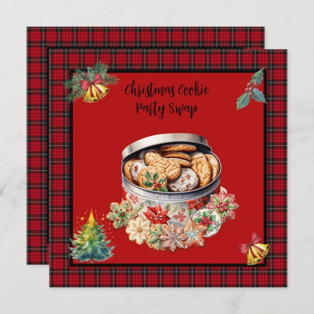 Invitación Navidades Fiesta de intercambio de cookies (Anverso / Reverso)