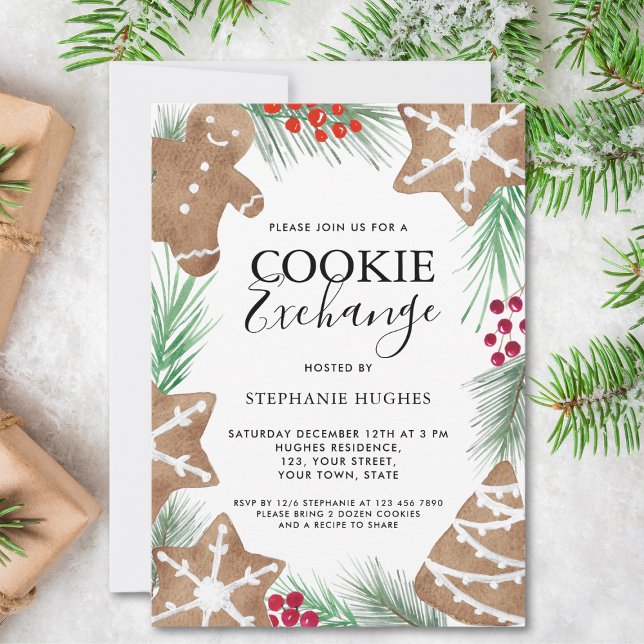 Invitación Navidades Fiesta de intercambio de cookies de vaca (Subido por el creador)