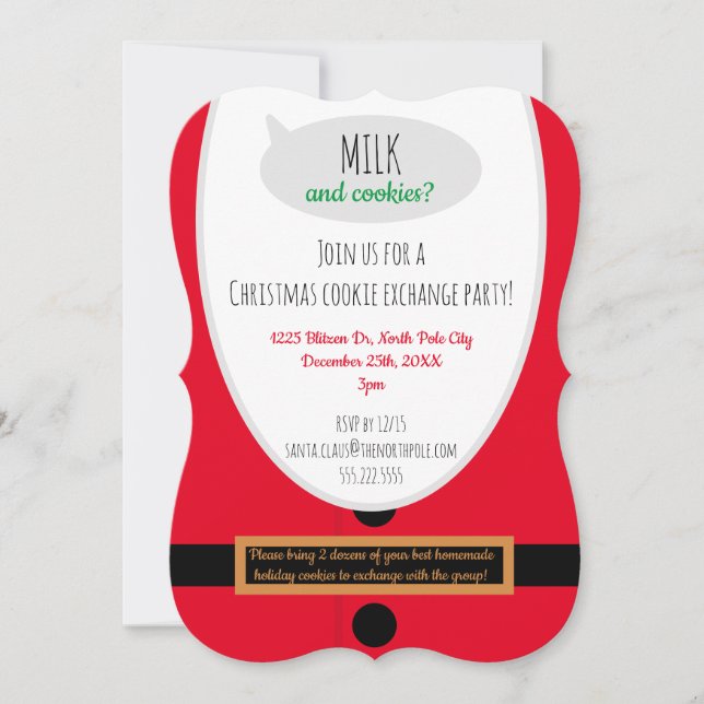 Invitación Navidades fiesta de intercambio de cookies plantil (Anverso)